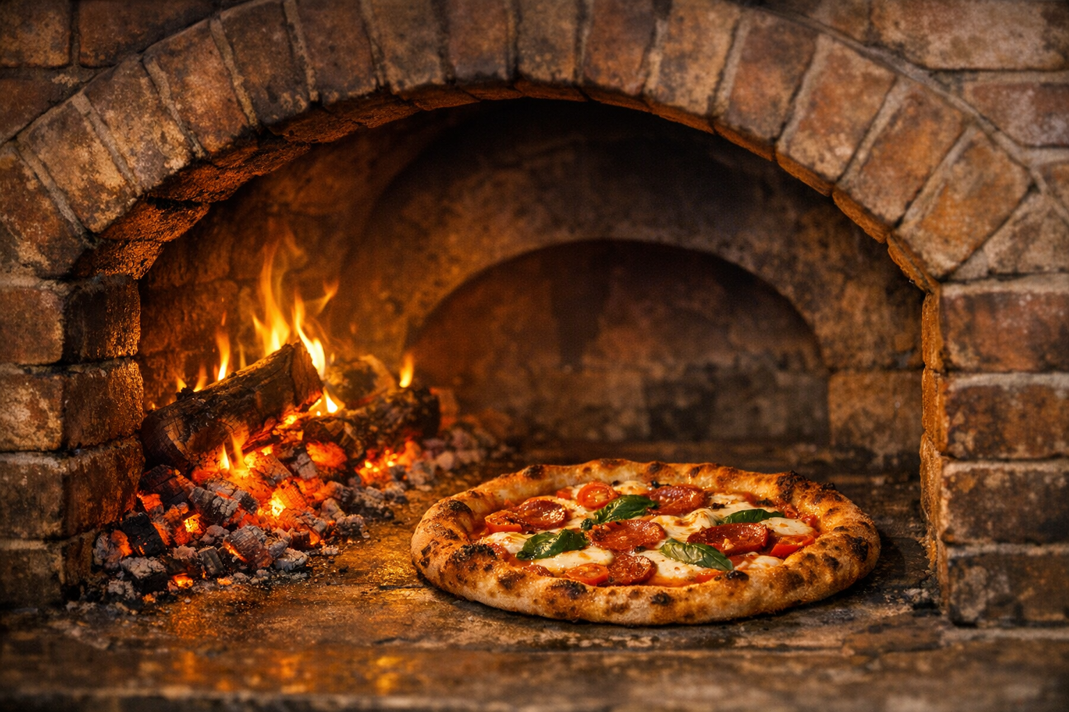 Traditional brick pizza oven